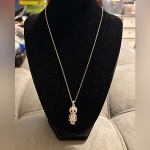 Articulated Owl Crystals Moveable Pendant Silver Chain Necklace 18” 4”ext